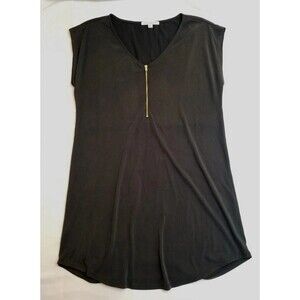 Green Envelope Woman’s Medium V-Neck Short Sleeve Black Top Goth Emo Punk Glam